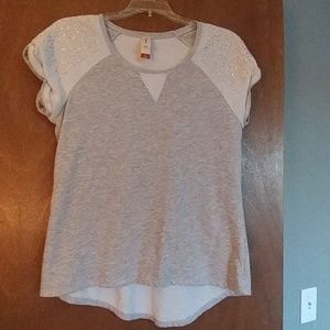 Gray bling shoulder shirt